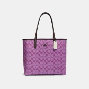 Reversible City Tote In Blocked Signature Canvas